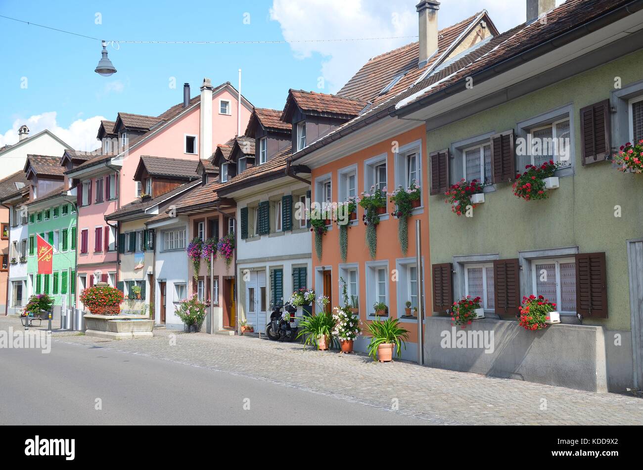 Historische Grenzstadt Diessenhofen am Rhein, Schweiz Stock Photo