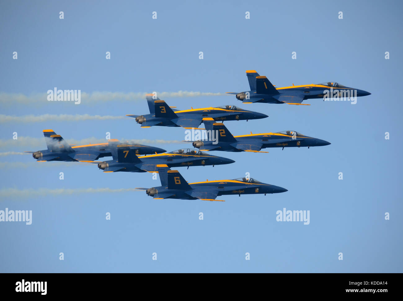 San Francisco, USA - October 4, 2012: US Navy's Blue Angels aerobatic team arrives in San Francisco for the upcoming weeekeend's Fleet week and airsho Stock Photo