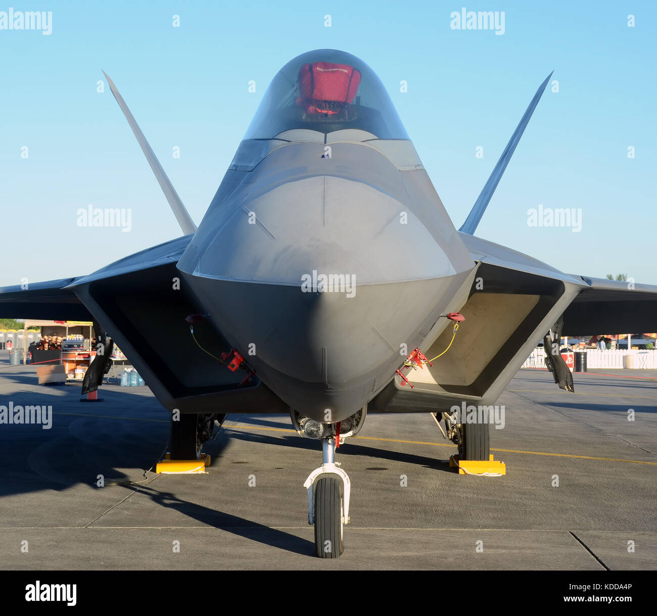 State of the art stealth fighter jet front view Stock Photo