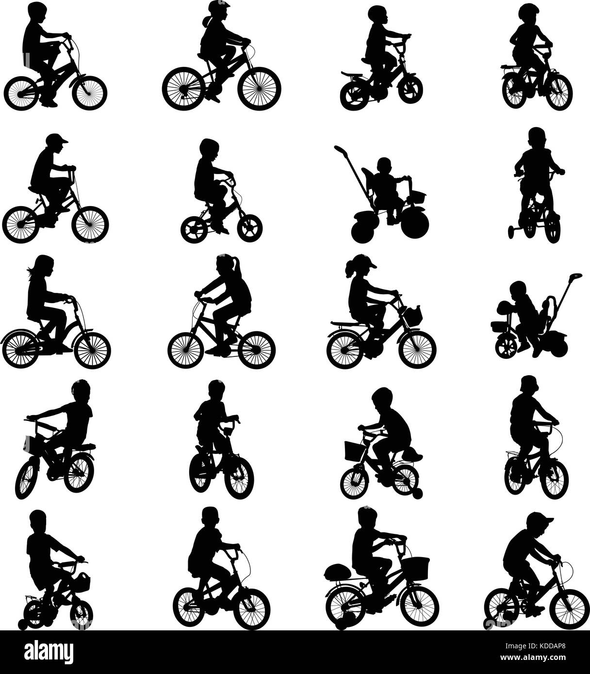 children riding bicycles silhouettes - vector Stock Vector Image & Art ...
