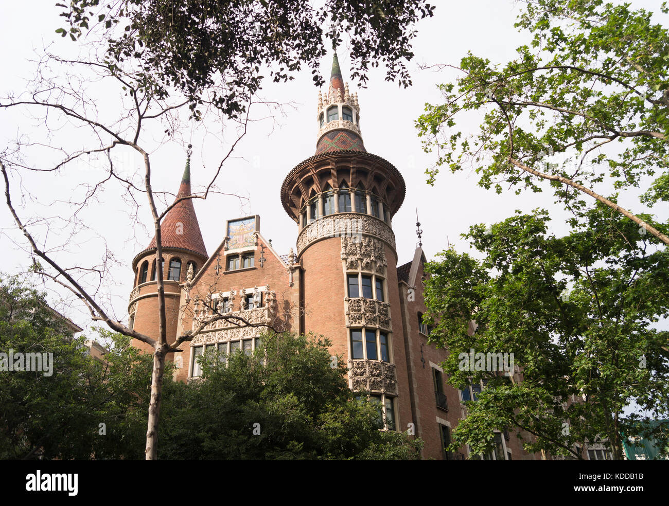The Casa de les Punxes or Casa Terradas is situated on Avinguda Diagonal in Barcelona. Stock Photo