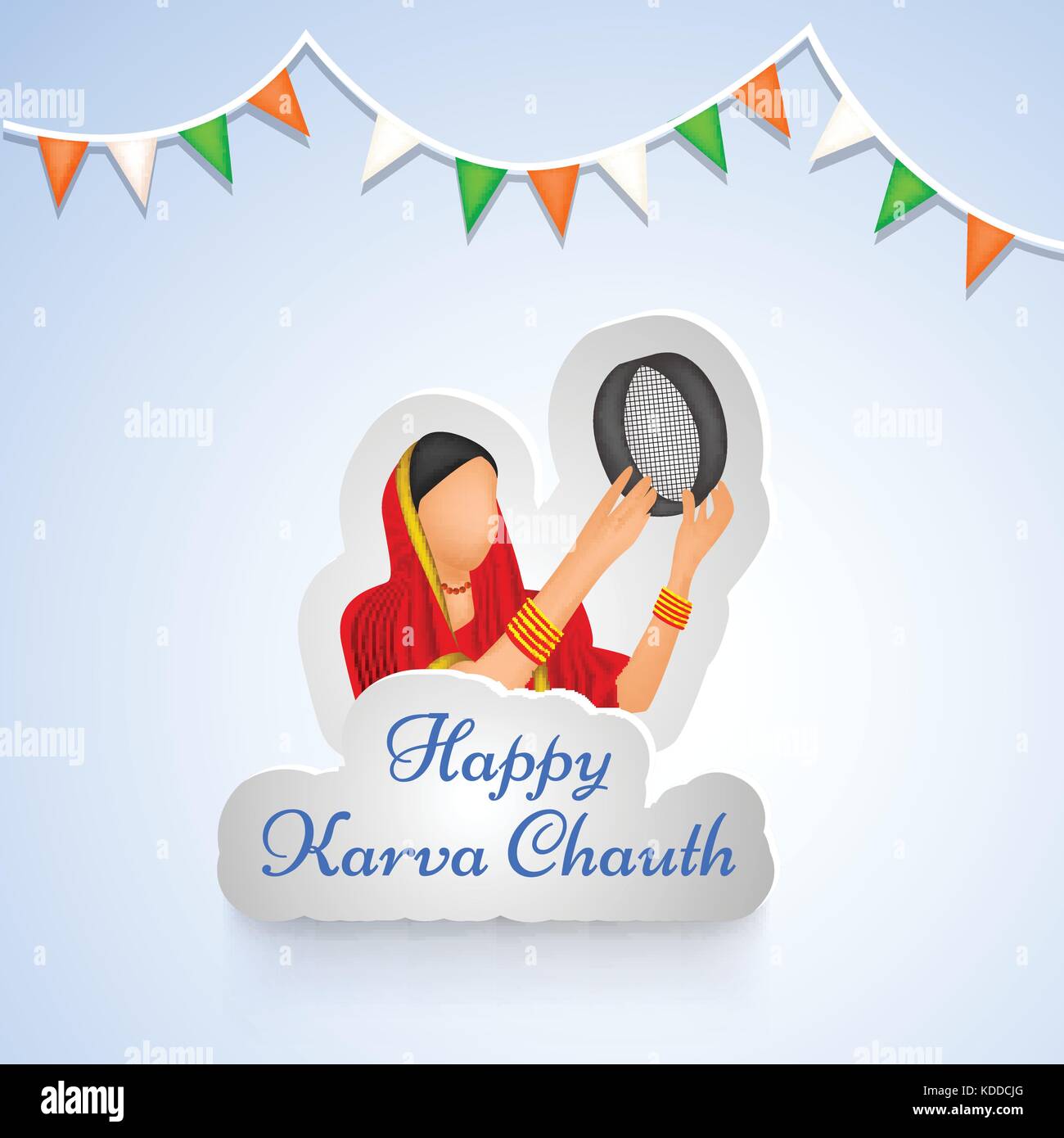 illustration of Hindu Festival Karva Chauth background Stock Vector