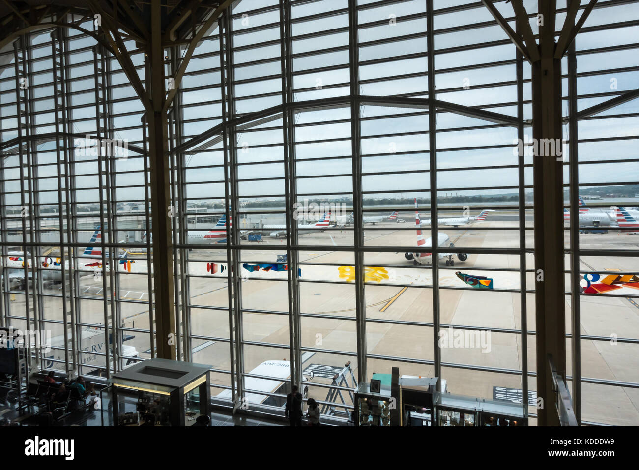 View from inside Ronald. Reagan Washington National Airport. In 1997 this terminal opened, designed by Argentine architect César Pelli. Stock Photo