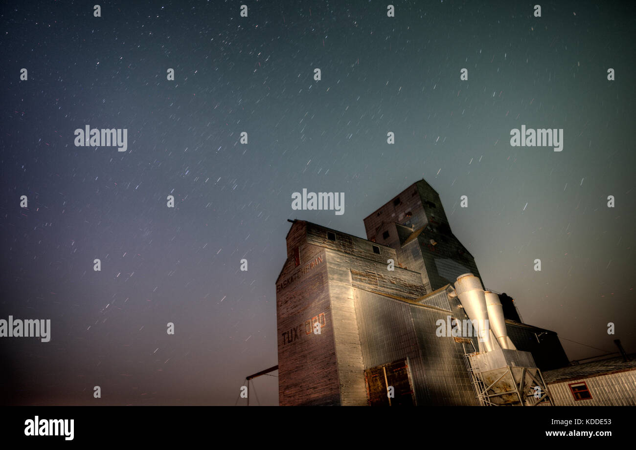 Grain Elevator Saskatchewan Canada night Shot Stars Stock Photo Alamy