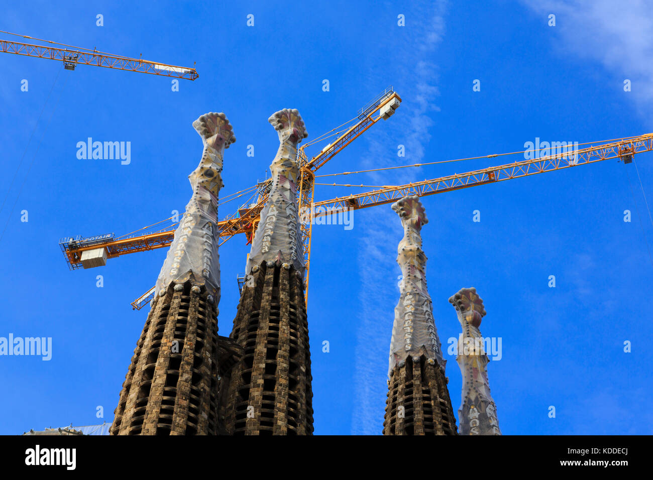 Detail from Antoni Gaudi's La Sagrada Familia during construction. Barcelona, Catalunya, Spain Stock Photo