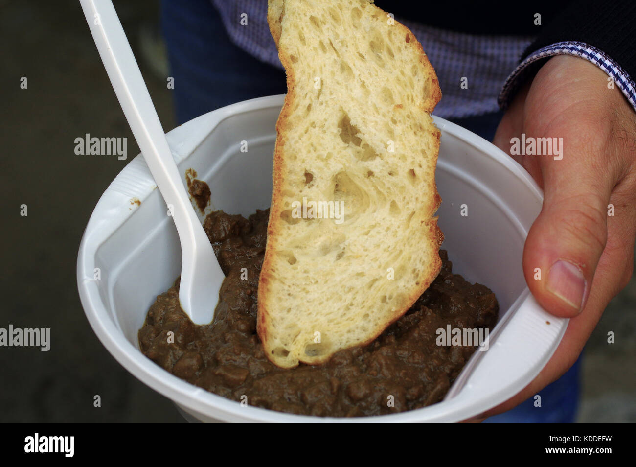 Meana Sardo, Nuoro, Sardinia. Entrails of lamb with bread Stock Photo