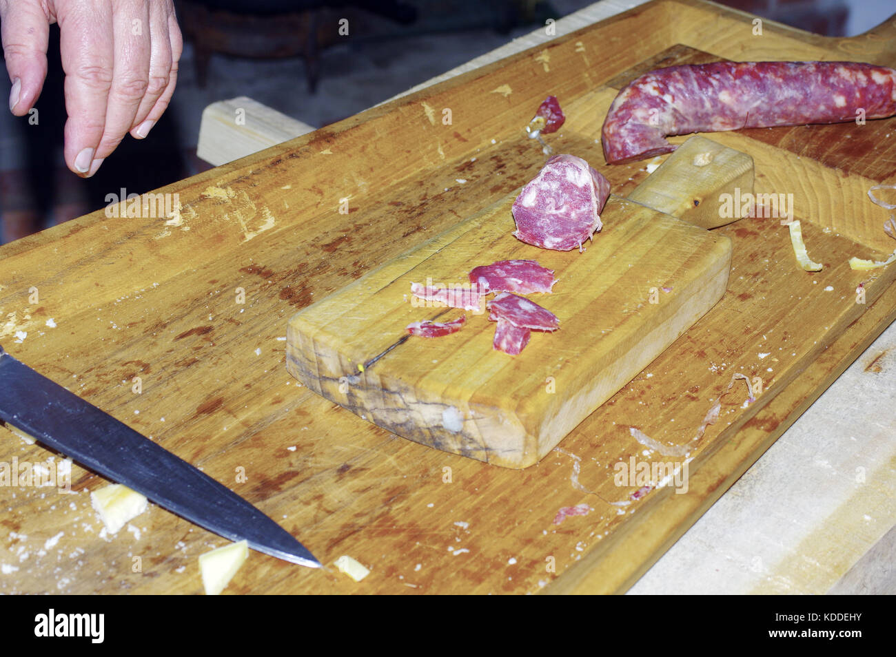 Meana Sardo, Nuoro, Sardinia. Pork sausage Stock Photo