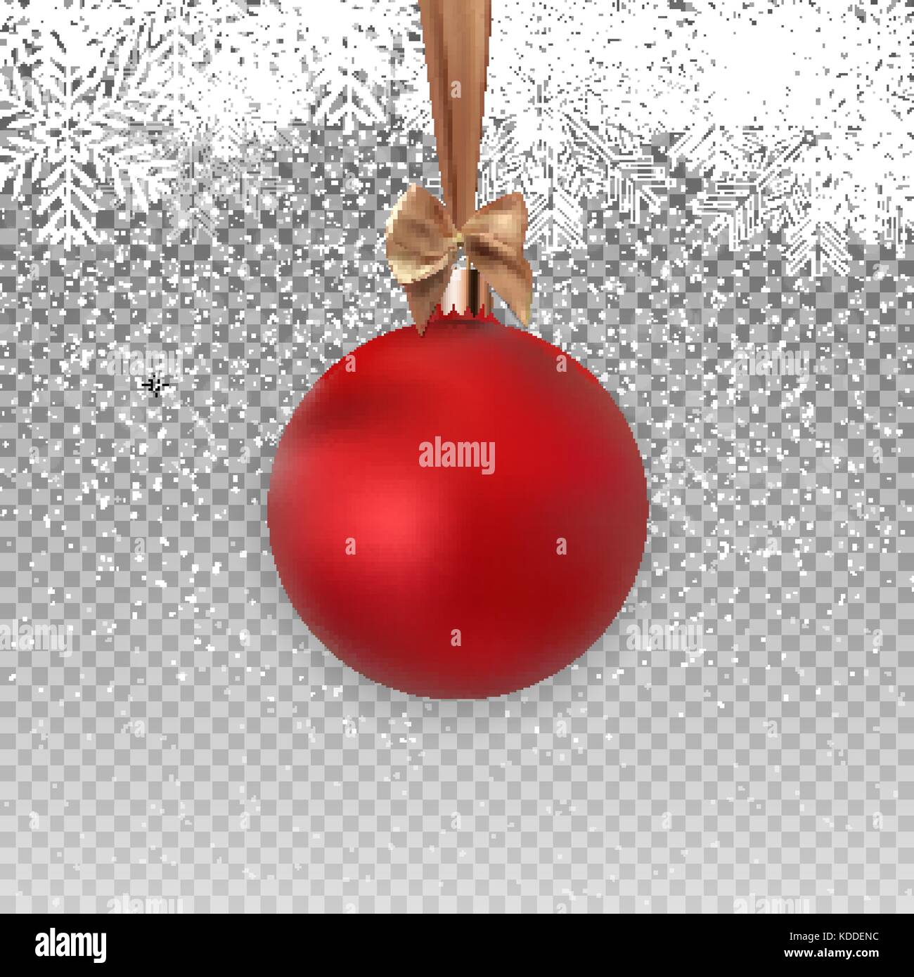 Red Christmas Ball with Ball and Ribbon on Transparent Background ...