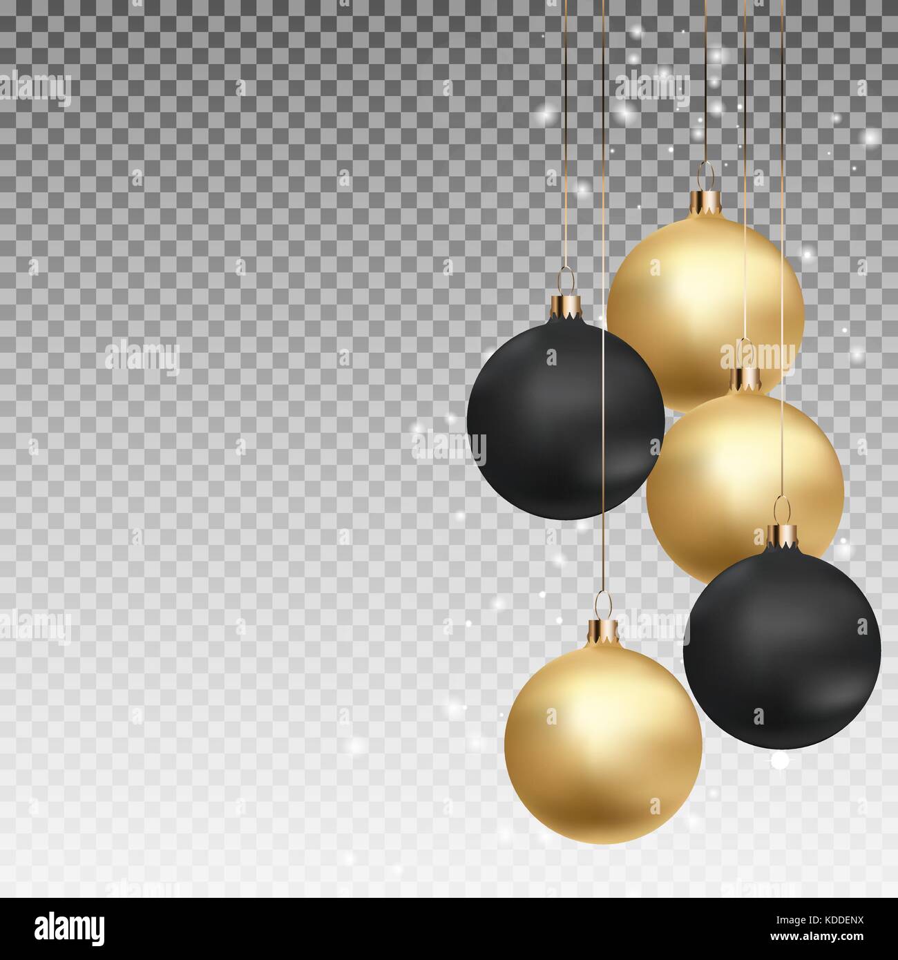 Gold and Black Christmas Ball with Ball on Transparent Background ...