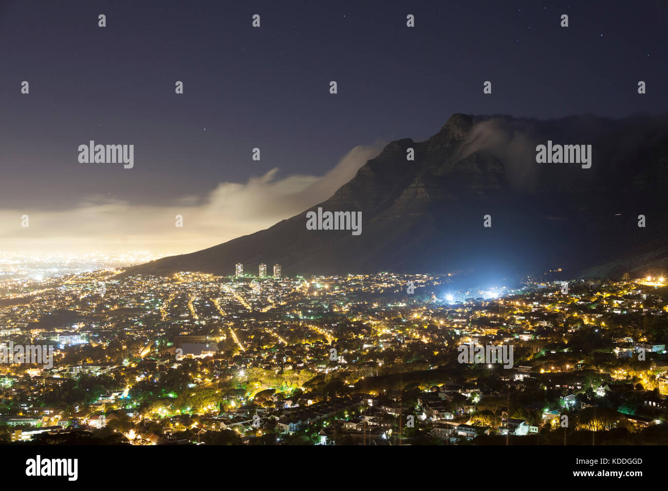 South Africa, night view of Cape Town from the Lion's Rump. Stock Photo