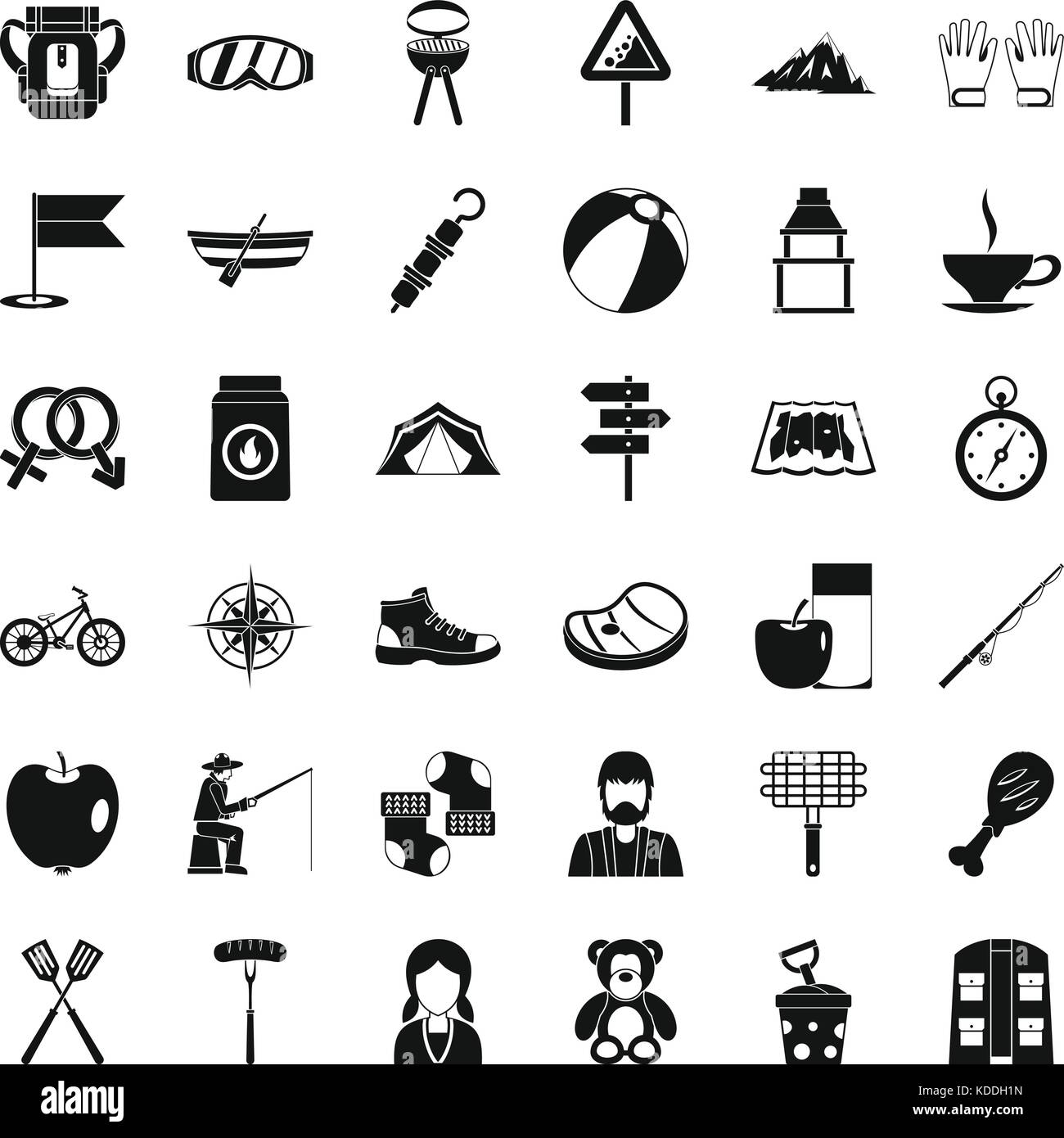 Family camping icons set, simple style Stock Vector Image & Art - Alamy