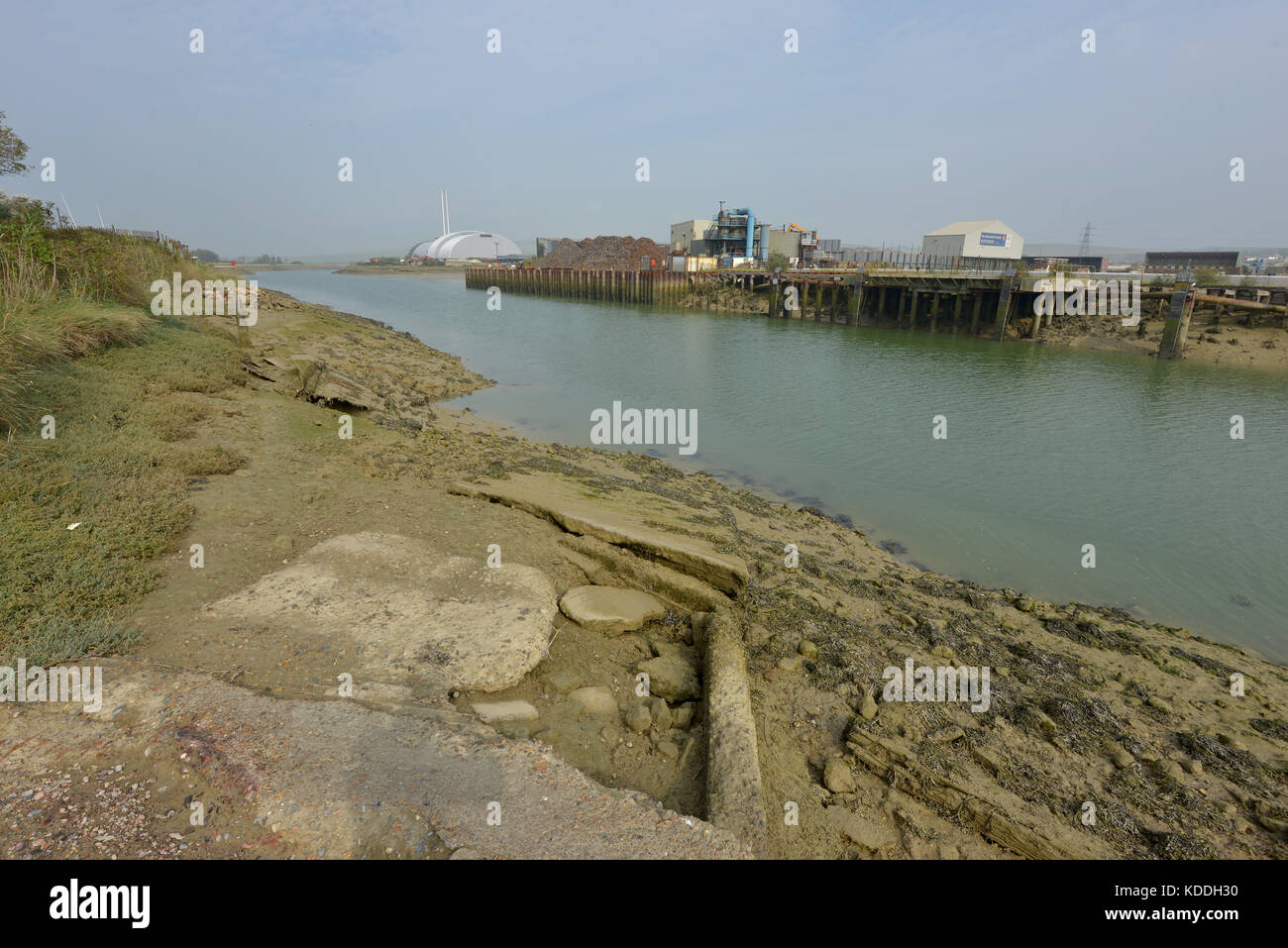 River Ouse at Newhaven, East Sussex, showing industrial buildings