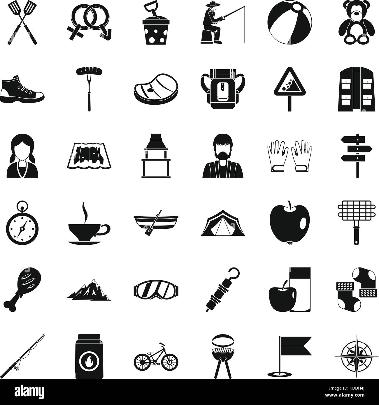 Mountain icons set, simple style Stock Vector