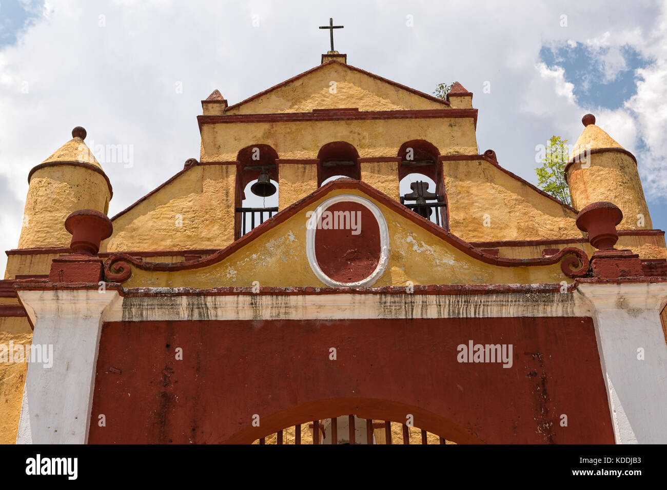 colonial church facade in San Cristobal de las Casas Mexico Stock Photo