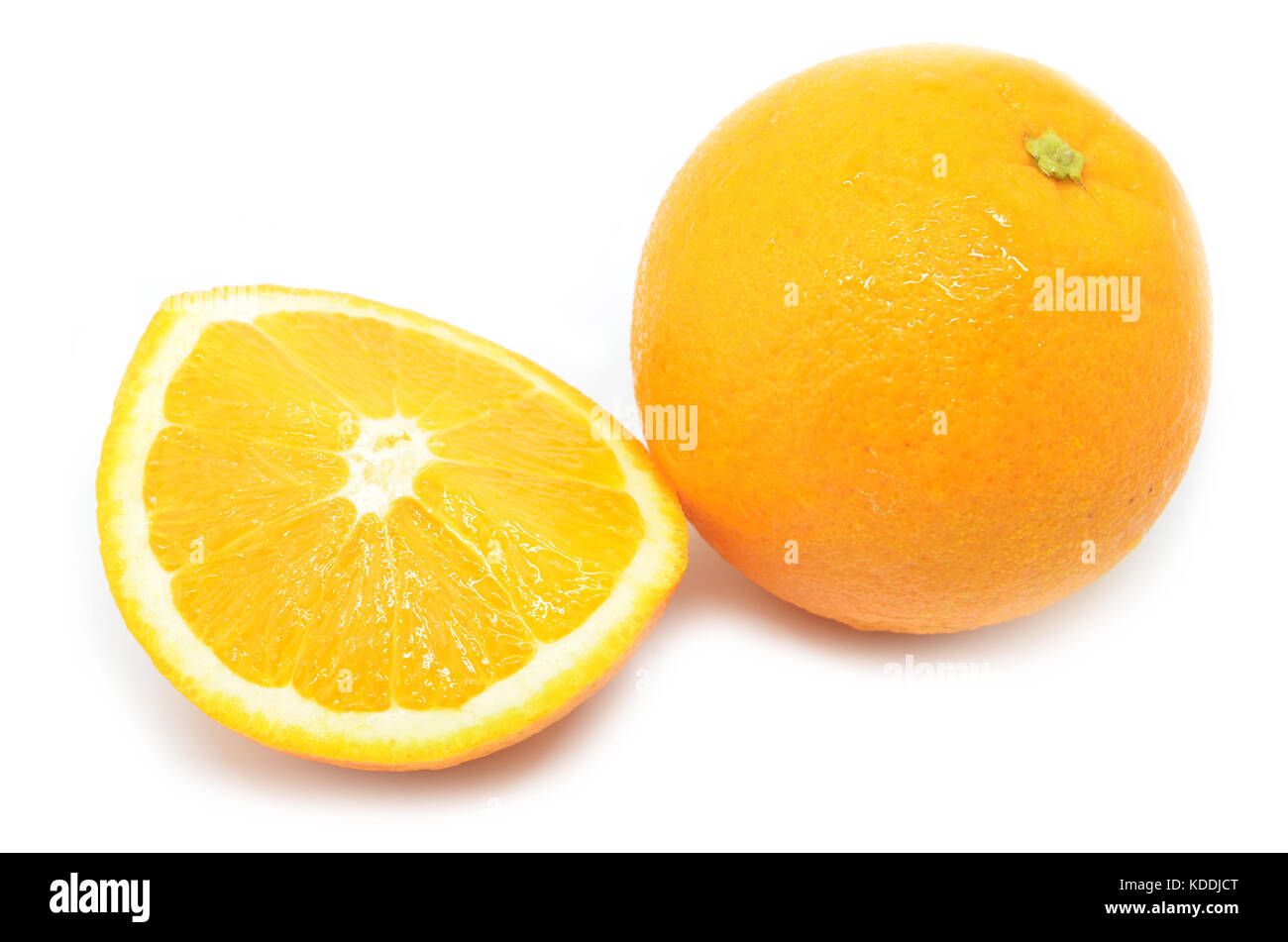 Orange Rip Its One ripe juicy orange and its half isolated on white background Stock ...