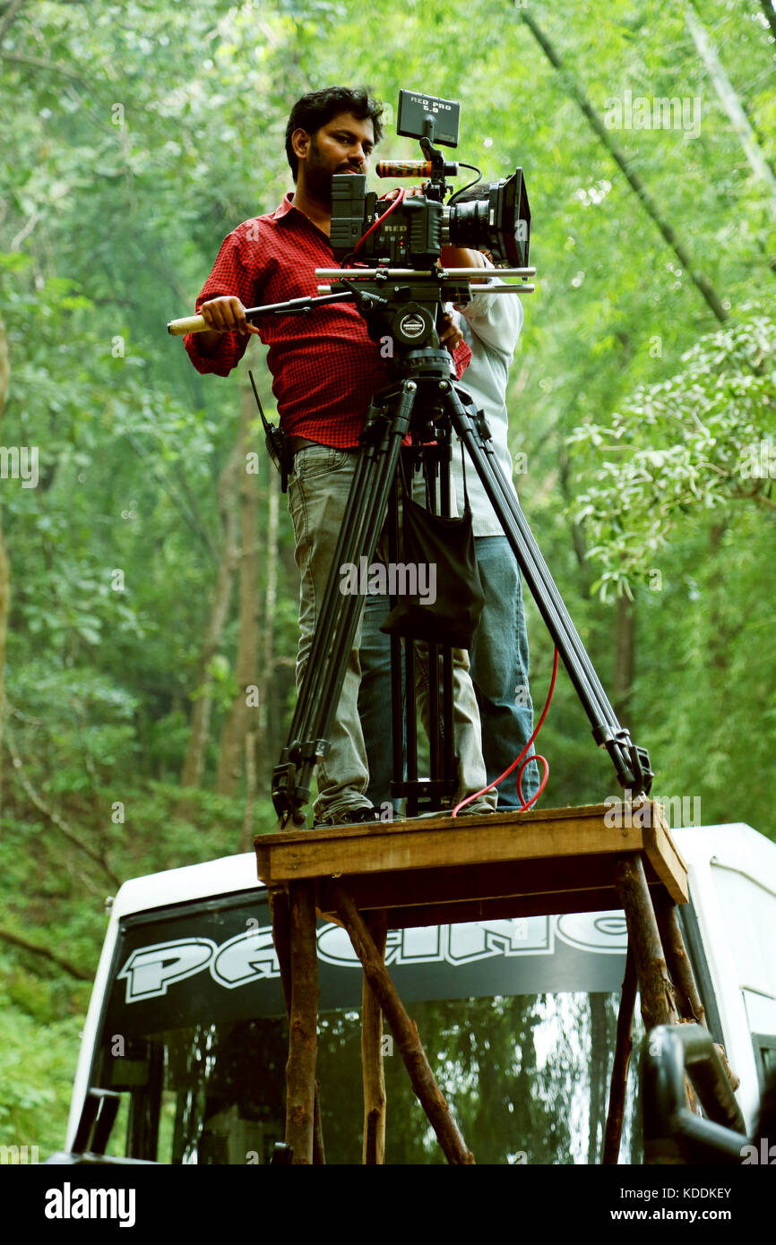 Professional video shooting of the film, Cinematographer making top angle  shot Stock Photo - Alamy