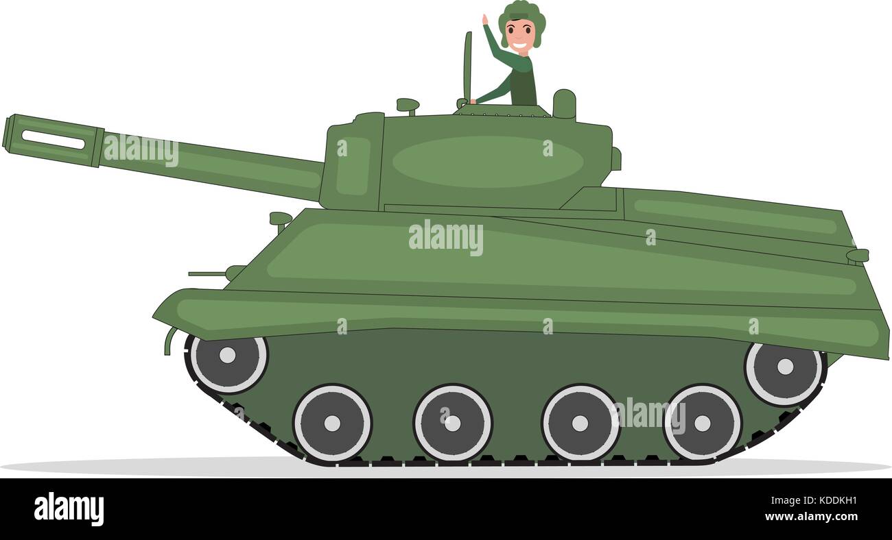 Vector man tanker traveling on a green tank Stock Vector