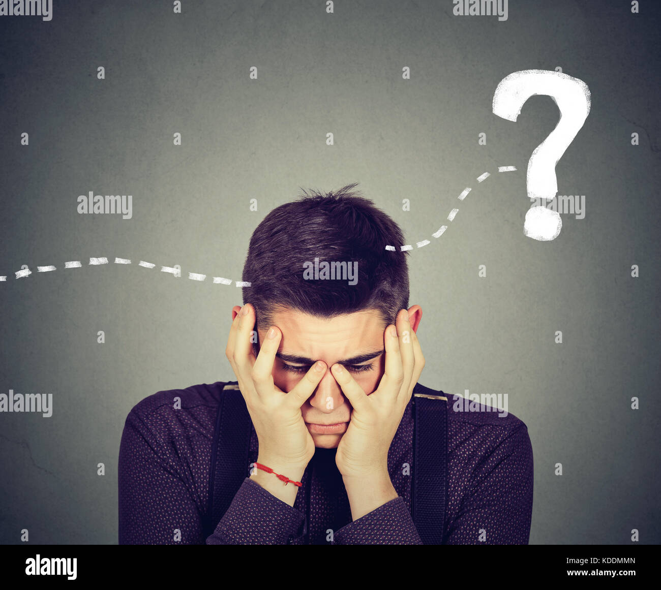 Desperate man thinking looking for a solution Stock Photo