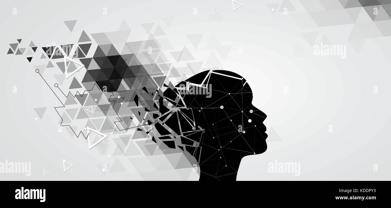 Abstract Artificial intelligence. Technology web background. Virtual ...