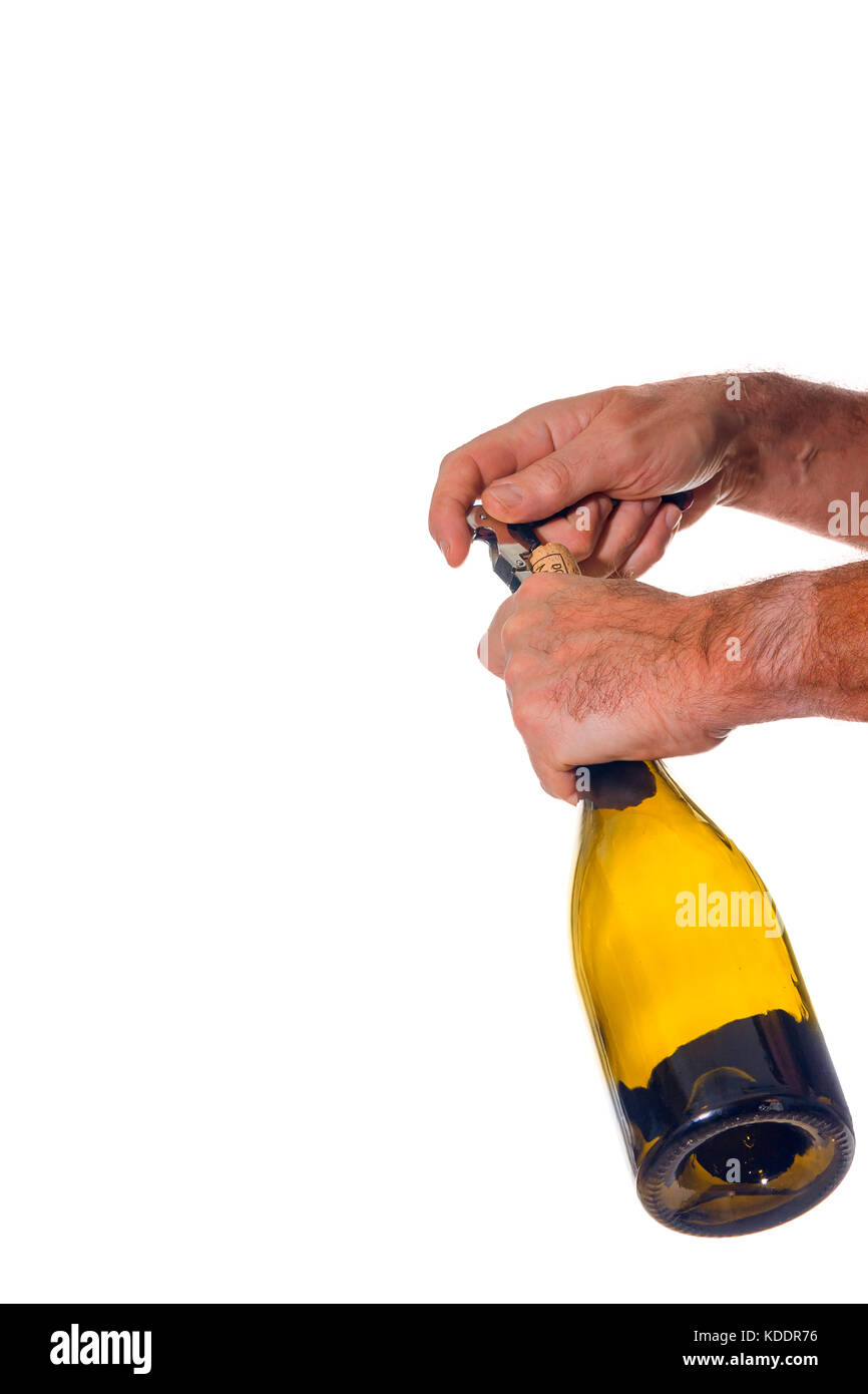 Download Opening A Bottle Of White Wine With Corkscrew Stock Photo Alamy Yellowimages Mockups
