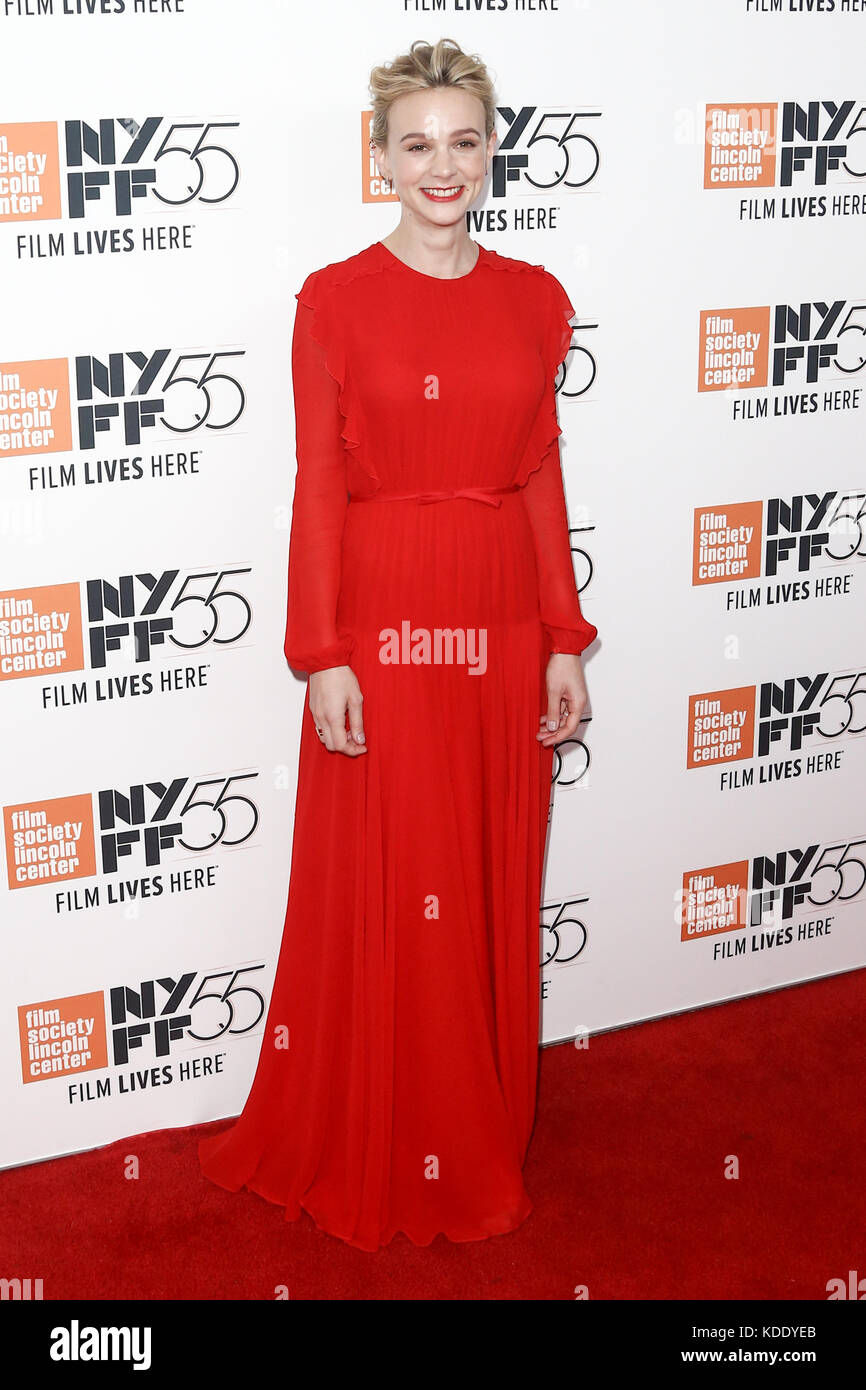 Actress Carey Mulligan attends the 'Mudbound' premiere at Alice Tully Hall at Lincoln Center during the 55th New York Film Festival on October 12, 2017 in New York, NY, USA. Credit: AKPhoto/Alamy Live News Stock Photo