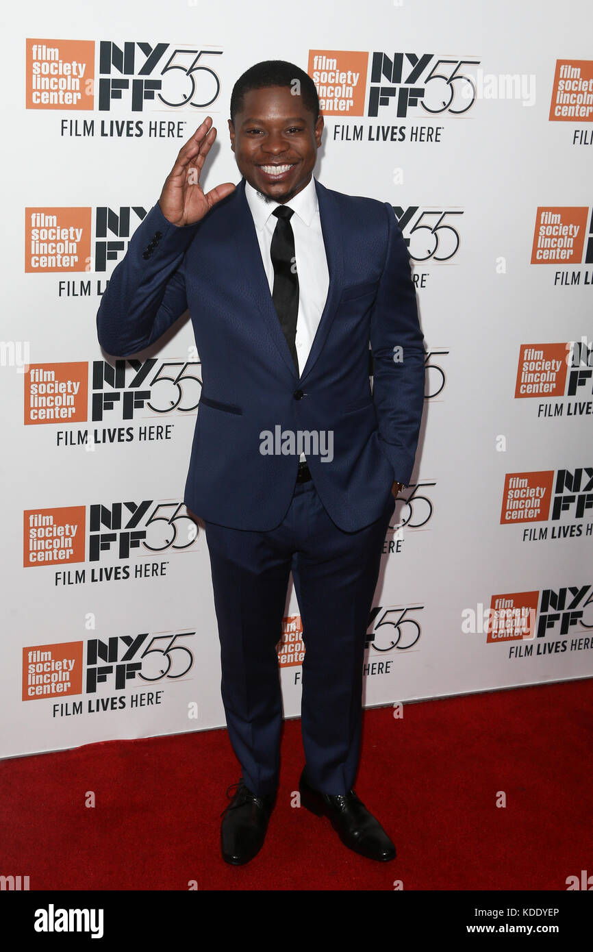 Actor Jason Mitchell attends the 'Mudbound' premiere at Alice Tully Hall at Lincoln Center during the 55th New York Film Festival on October 12, 2017 in New York, NY, USA. Credit: AKPhoto/Alamy Live News Stock Photo