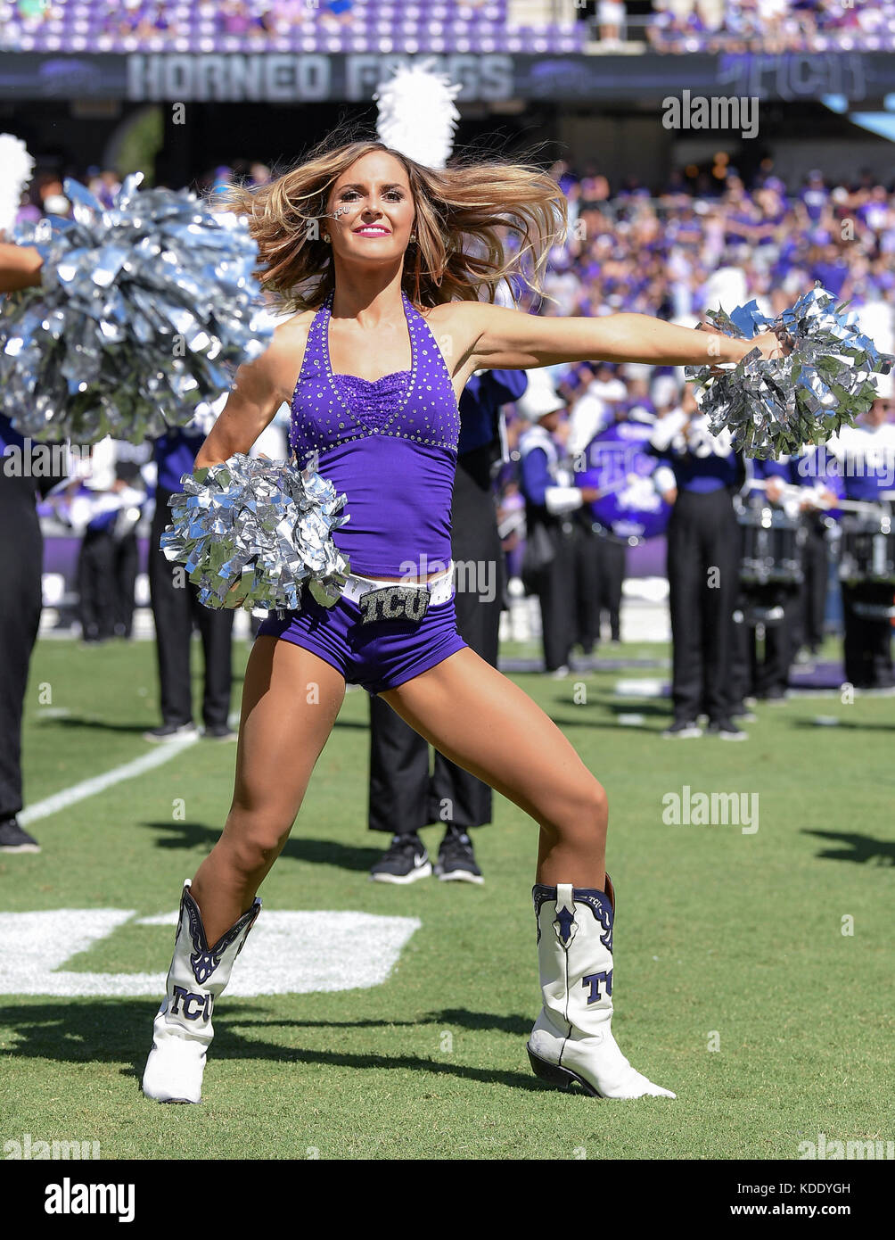 October 07, 2017: .TCU Show Girls perform during an NCAA Football game ...