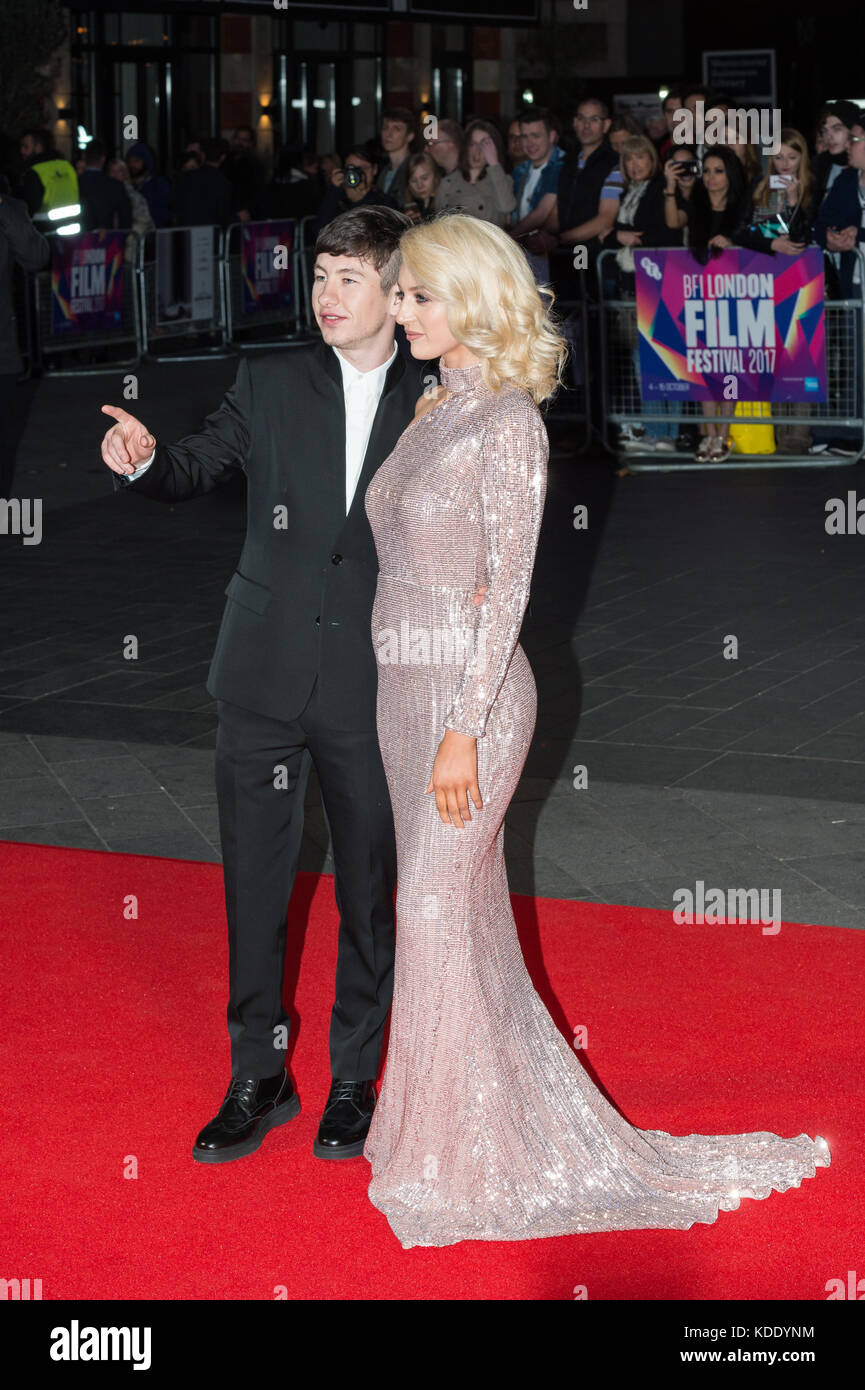 London, UK. 12th October 2017. Barry Keoghan (L) and Shona Guerin (R) arrive for the UK film premiere of 'The Killing of a Sacred Deer' at Odeon Leicester Square during the 61st BFI London Film Festival. Credit: Wiktor Szymanowicz/Alamy Live News Stock Photo
