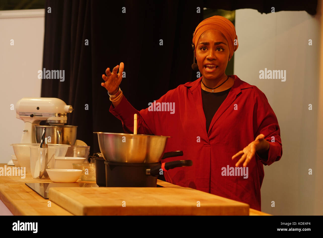 London, UK. 13th Oct, 2017. Celebrity Chef Nadiya Hussain demonstration