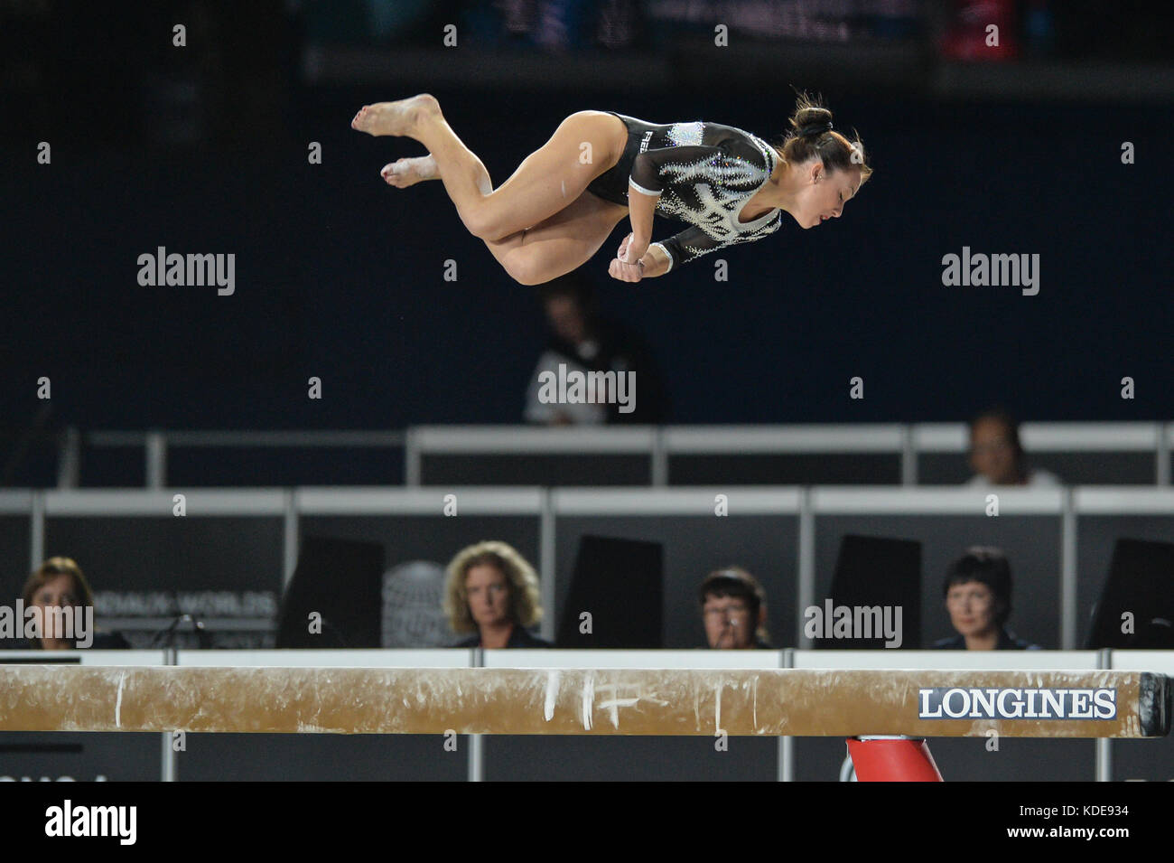 October 4, 2017 - Montreal, Quebec, Canada - VANESSA FERRARI, from Italy, competes on the balance beam during the third day of qualifying competition held at the Olympic Stadium in Montreal, Quebec. (Credit Image: © Amy Sanderson via ZUMA Wire) Stock Photo