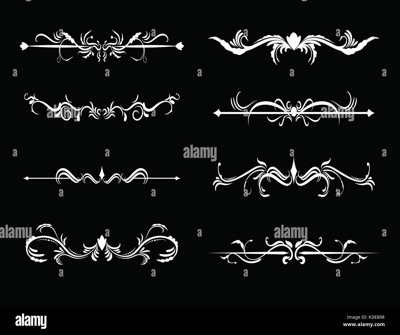 Set of calligraphic decorative elements for design, vector illustration ...
