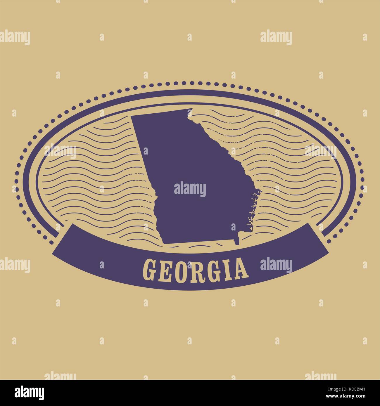 Georgia map silhouette - oval stamp Stock Vector