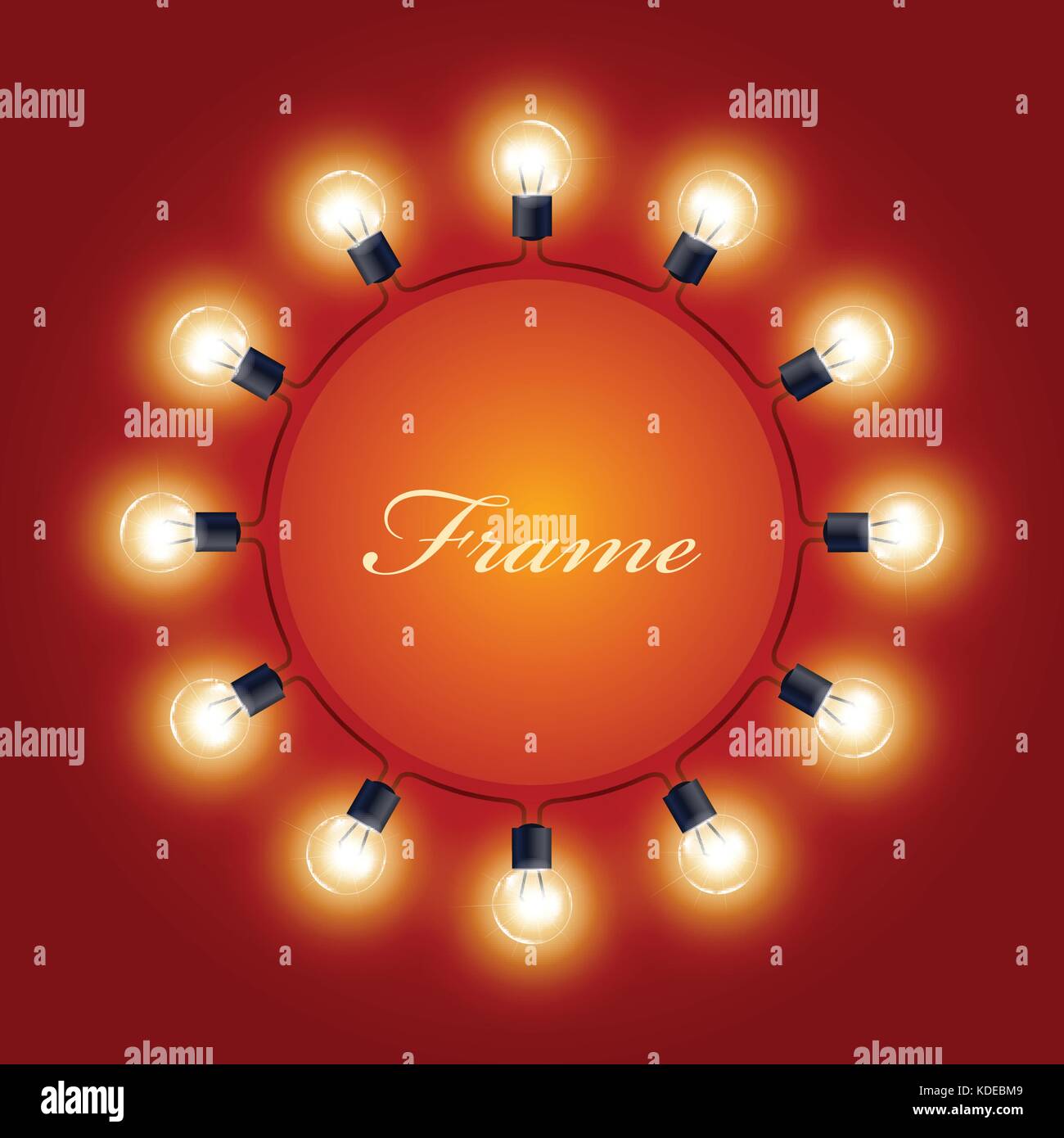 Round frame of light bulbs theatre poster Stock Vector Image & Art