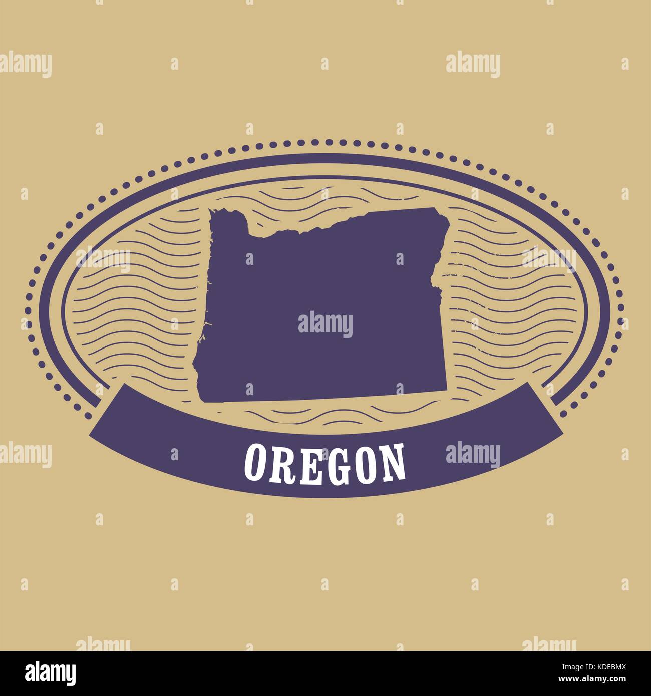 Oregon map silhouette - oval stamp Stock Vector
