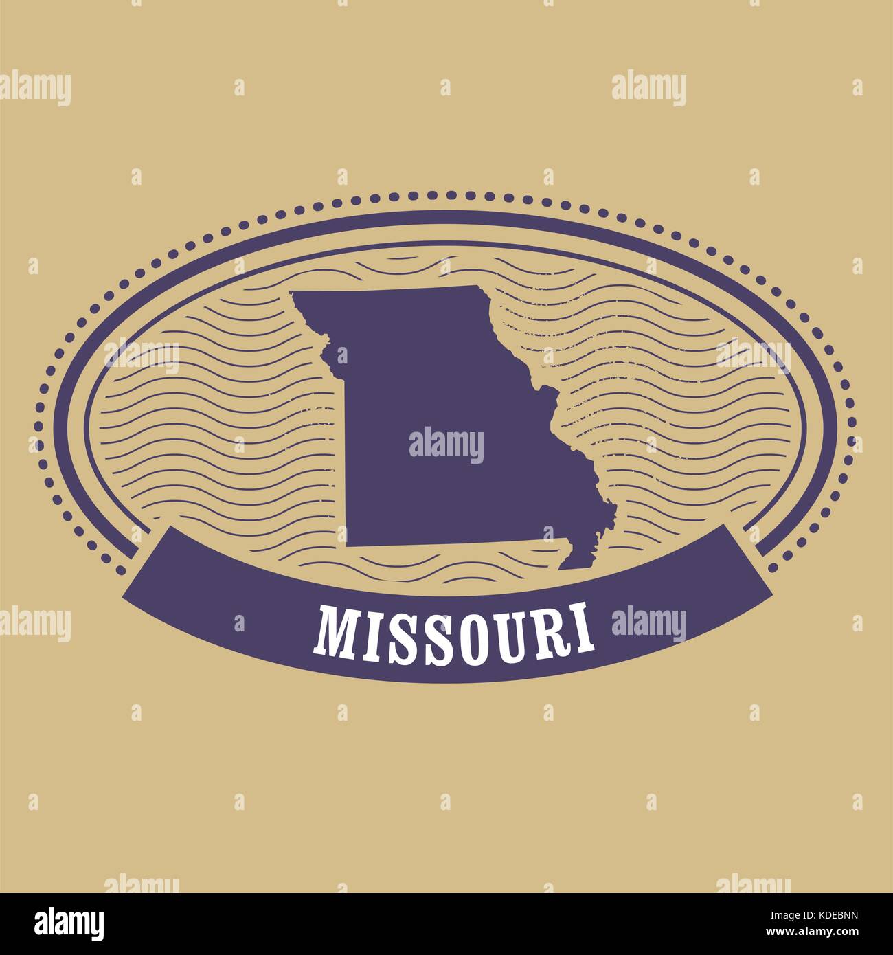 Missouri map silhouette - oval stamp of state Stock Vector
