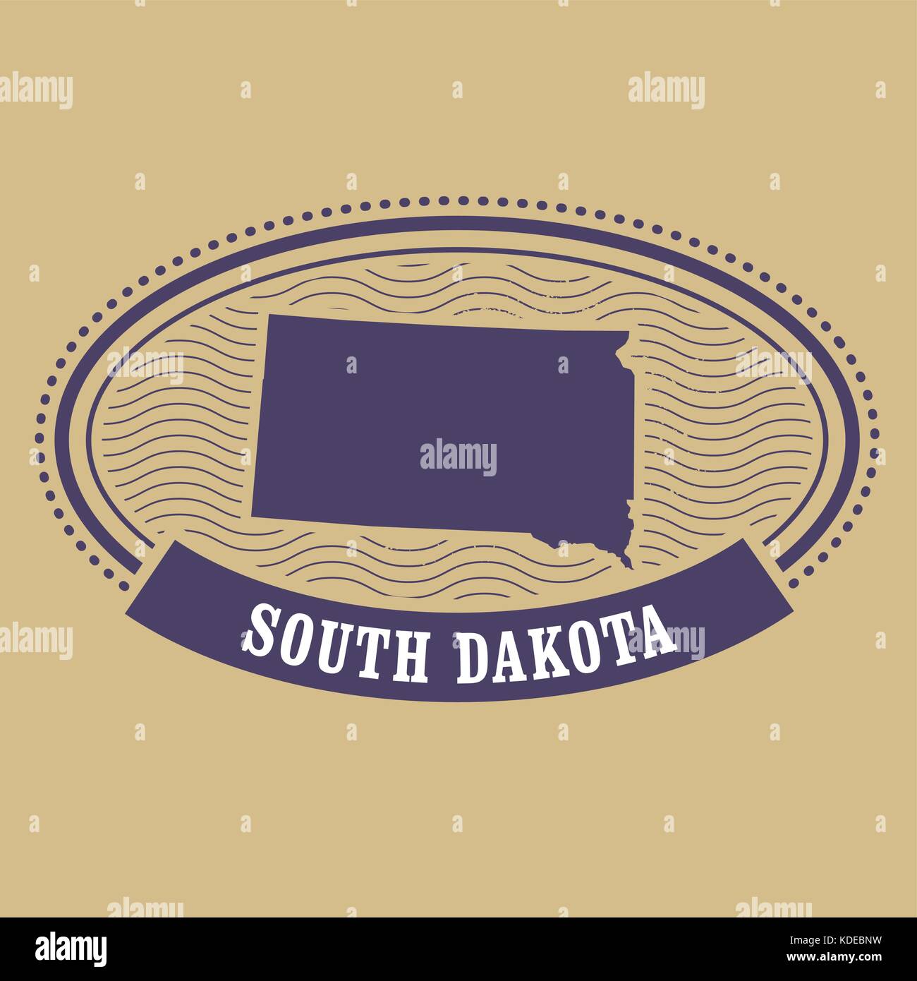 South Dakota map silhouette - oval stamp of state Stock Vector Image ...