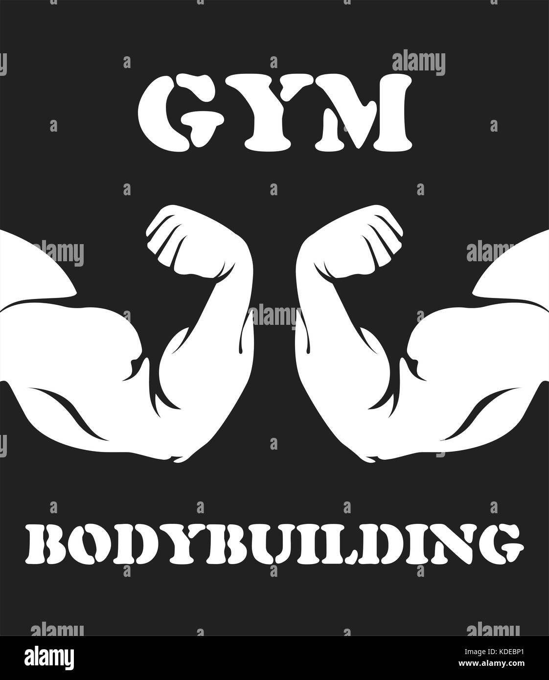 Gym and bodybuilding emblem with biceps Stock Vector
