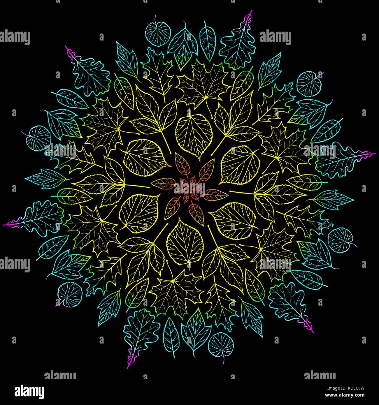 Autumn mandala with autumn leaves Stock Vector Image & Art - Alamy