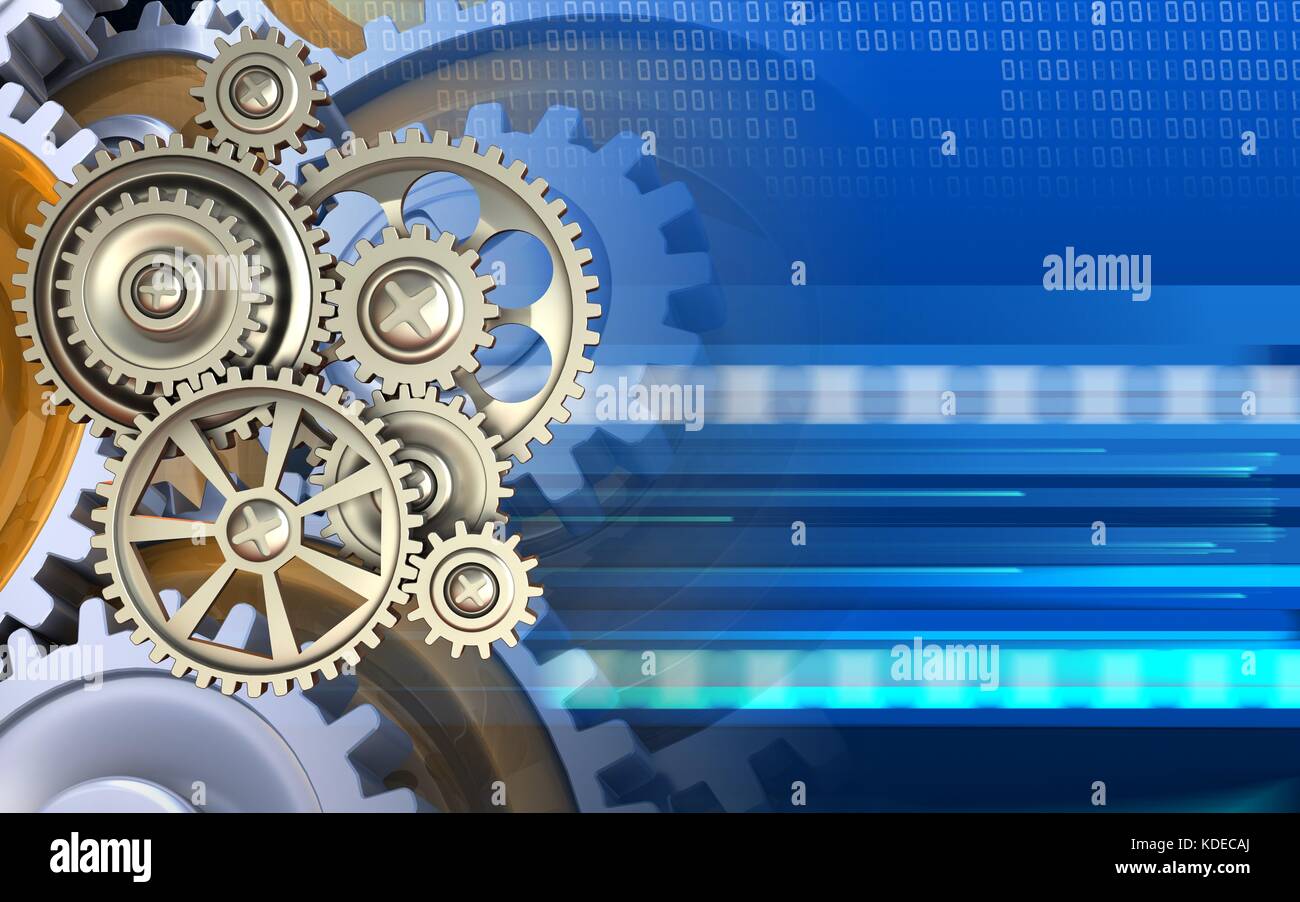 3d illustration of gears over cyber background with gears Stock Photo ...