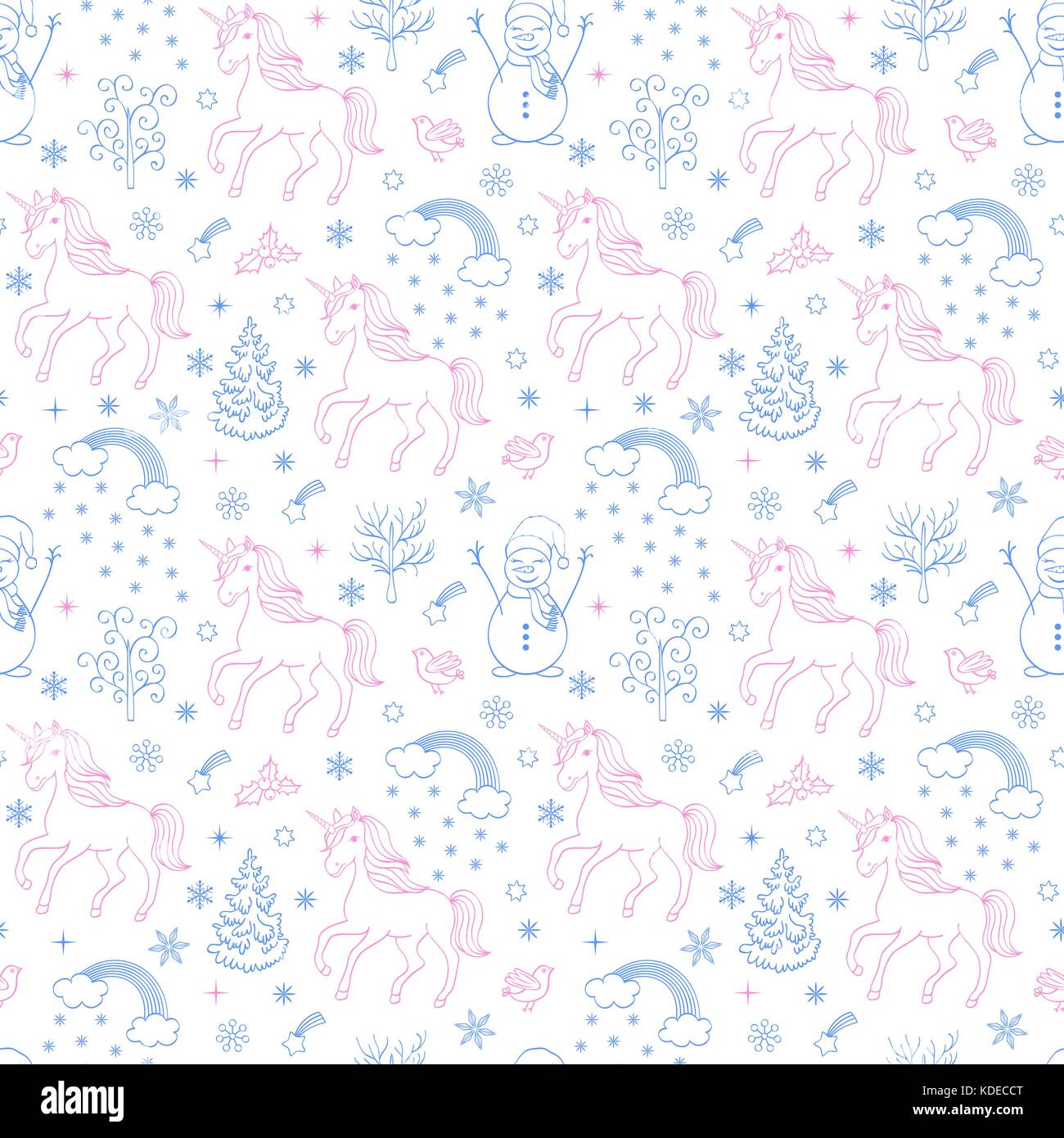 pattern with unicorns and other elements Stock Vector Image & Art - Alamy