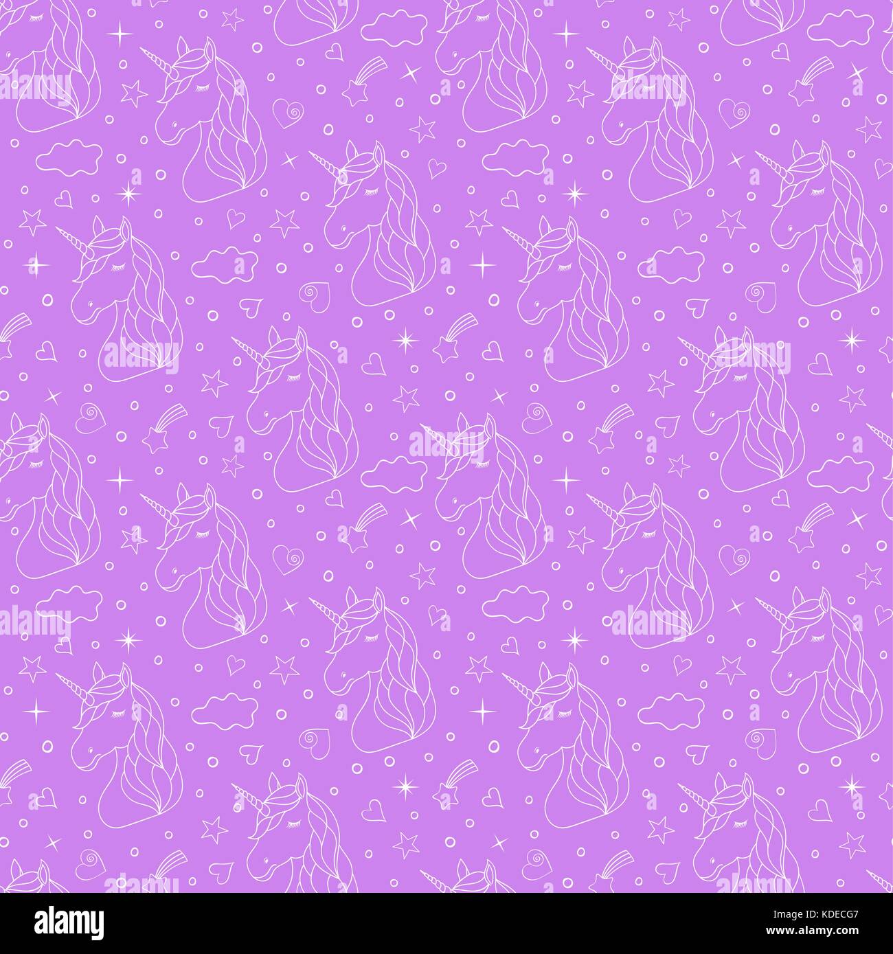 Seamless pattern of hand drawn unicorns Stock Vector Image & Art - Alamy