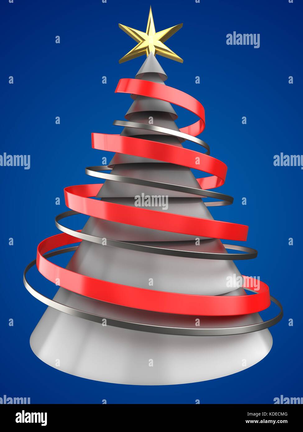 3d illustration of white Christmas tree over blue background with ...