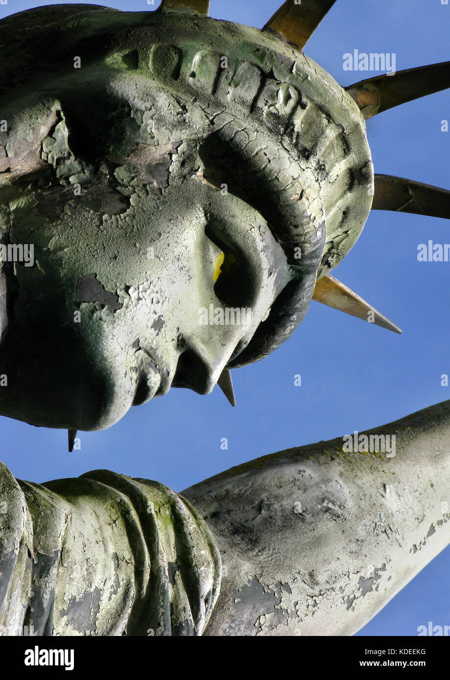 Detail of a damaged miniature of Statue of Liberty Stock Photo Alamy