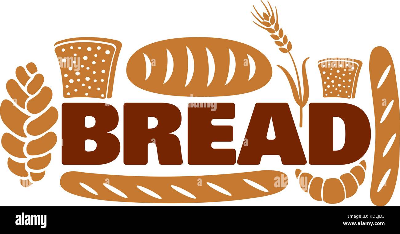 illustration of bread and bakery logo sign with symbol Stock Vector ...