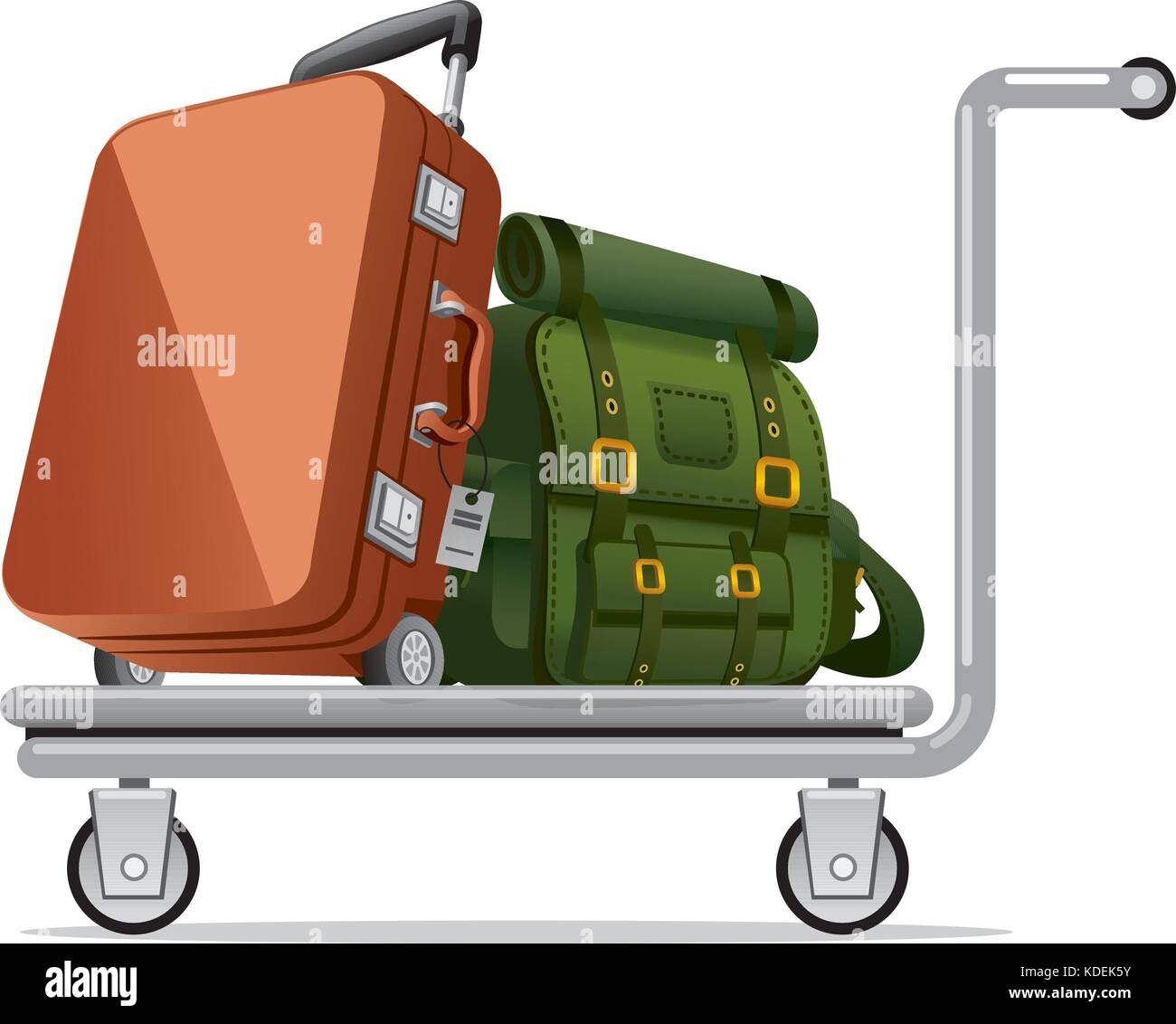 illustration of luggage on transportation trolley Stock Vector Image ...