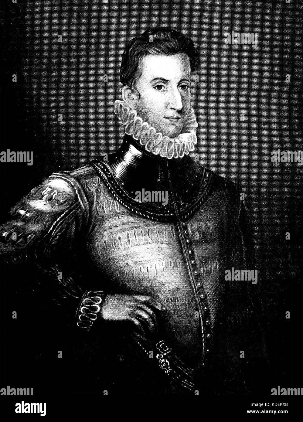 Portrait of Sir Philip Sidney, illusthatixg the ruff worn with armour  Elizabethan People (book) Stock Photo