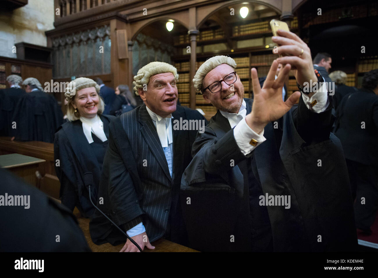 High Court judges attend a valediction for Mr Justice Bodey, one of the most senior family court judges in England and Wales, at the Royal Courts of Justice in London. Stock Photo