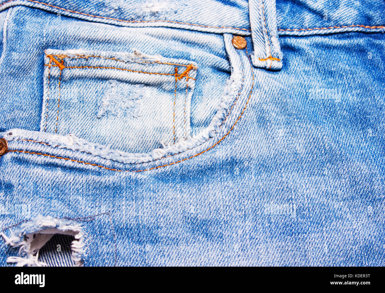 Blue jeans closeup , texture of denim Stock Photo