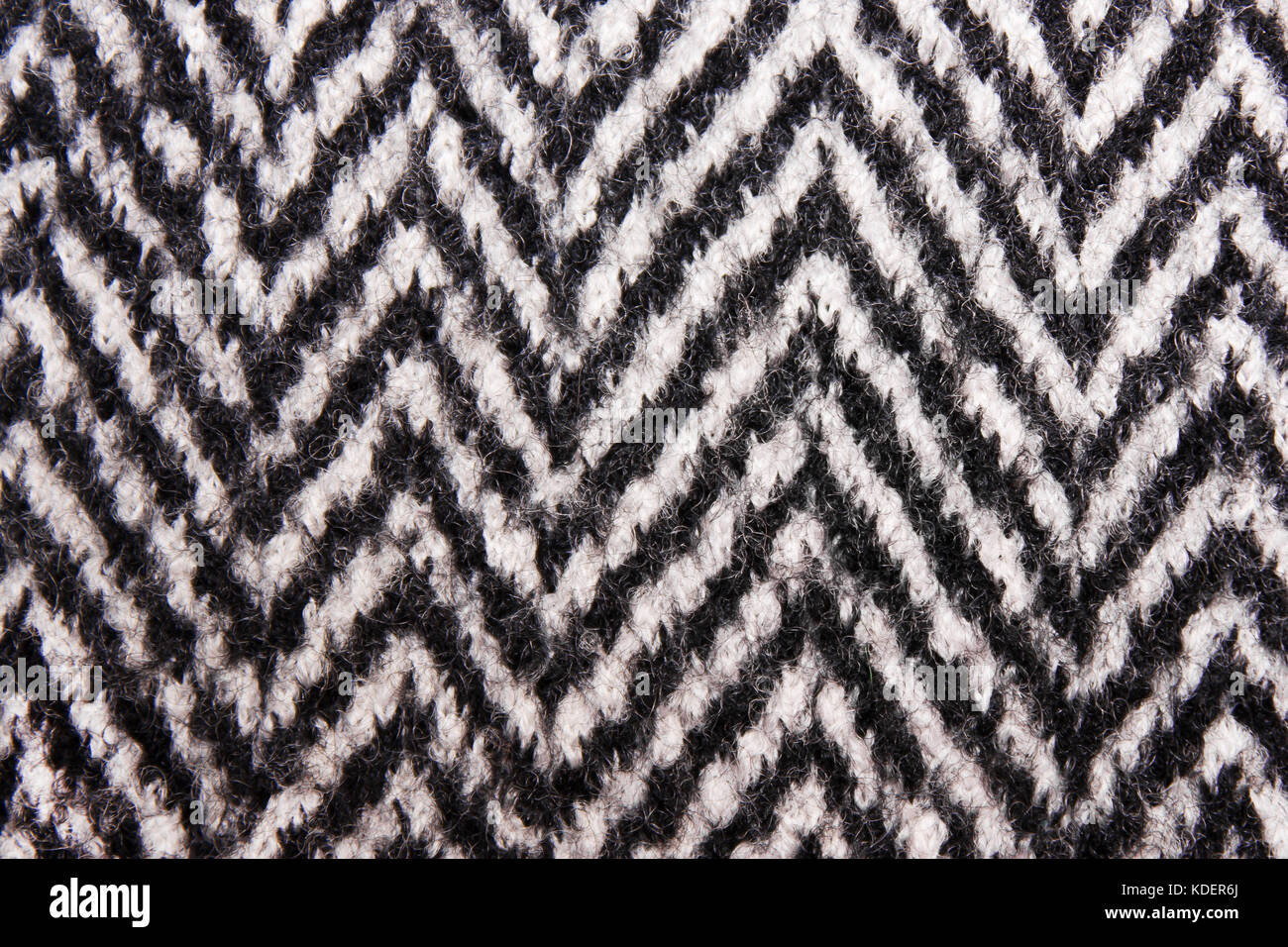 The texture of black and white wool fabric Stock Photo