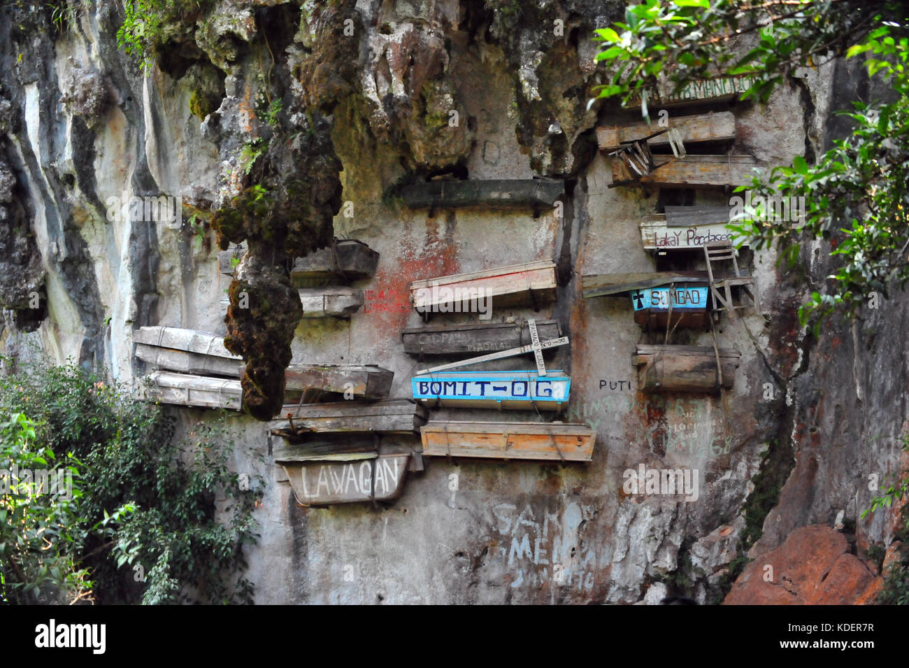 Hanging Coffins, Eco Valley, Sagada, Luzon, Philippines Stock Photo